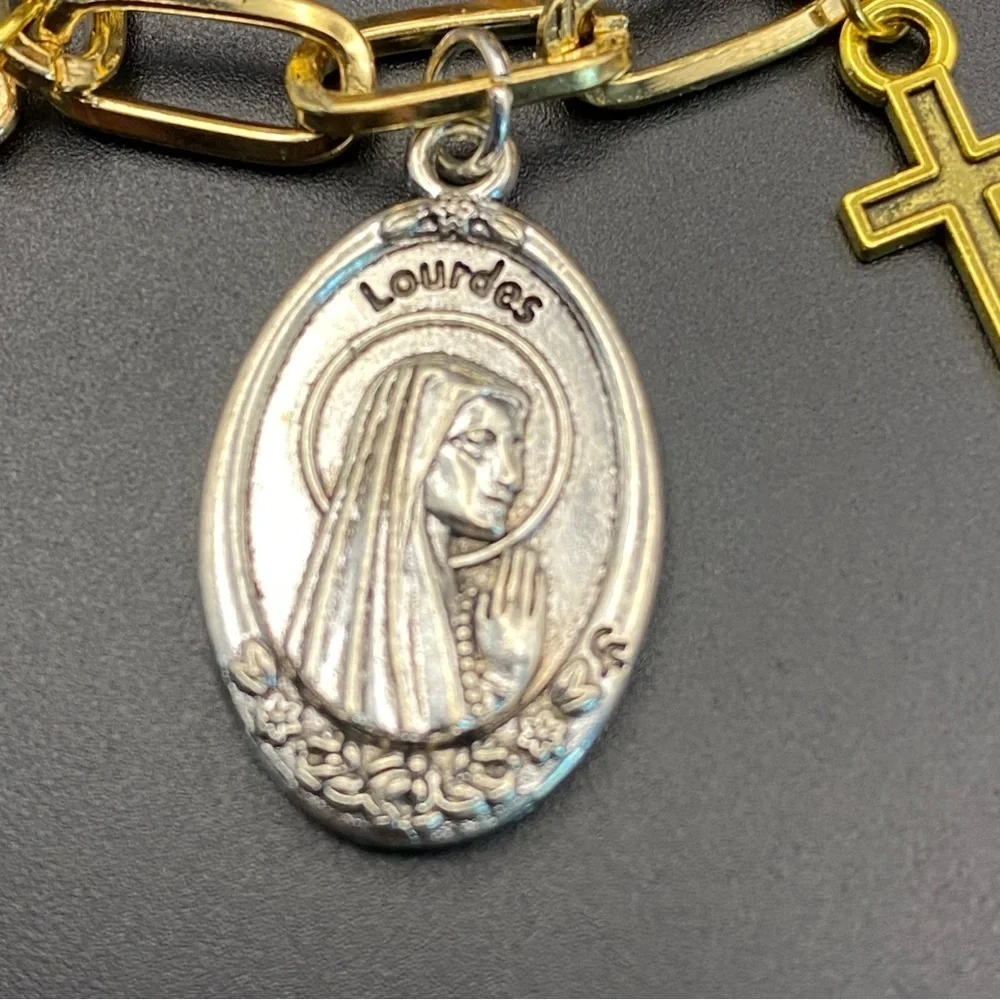Gold and Silver Handmade Religious Charm Bracelet